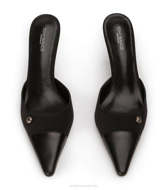 niedrige Absätze| de Tony Bianco Frauen Stapelabsätze schwarzes Ripsband/schwarzes Como 4624259